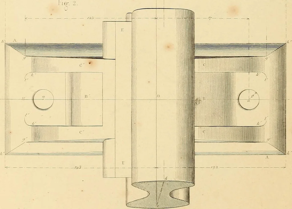 An illustration from The practical draughtsman's book of industrial design, and machinist's and engineer's drawing companion: forming a complete course of mechanical, engineering, and architectural drawing, 1866, leaf 277