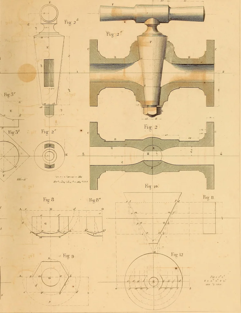 An illustration from The practical draughtsman's book of industrial design, and machinist's and engineer's drawing companion: forming a complete course of mechanical, engineering, and architectural drawing, 1866, leaf 300