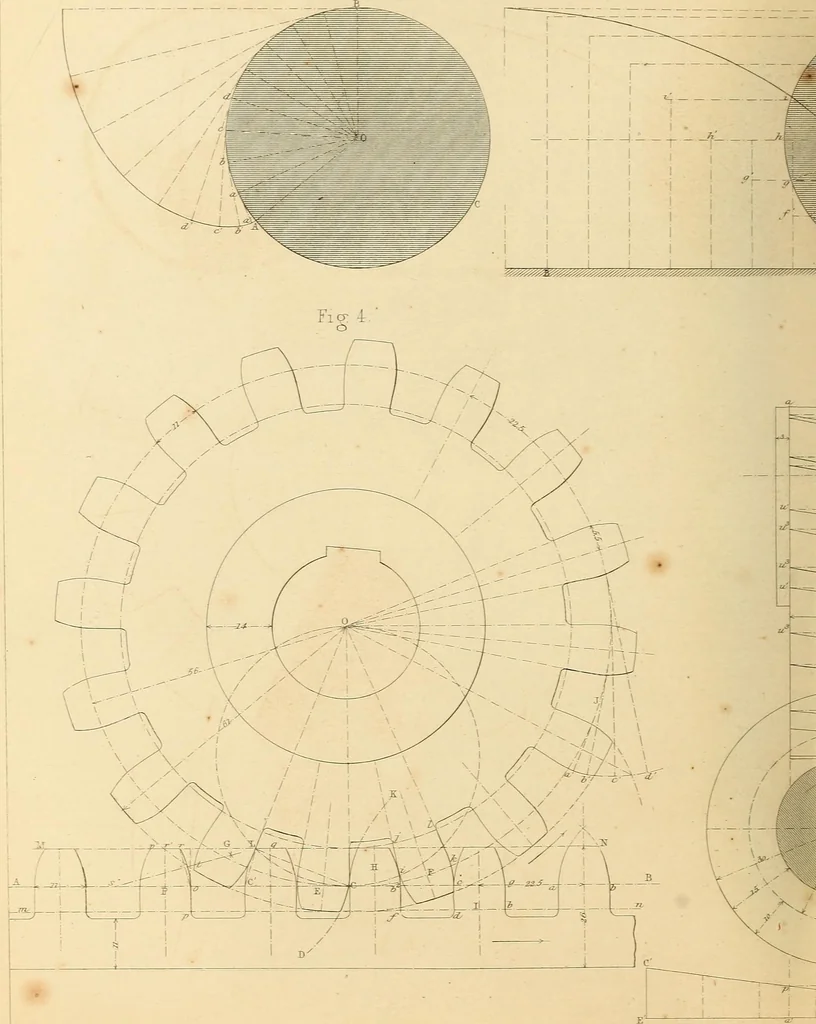 An illustration from The practical draughtsman's book of industrial design, and machinist's and engineer's drawing companion: forming a complete course of mechanical, engineering, and architectural drawing, 1866, leaf 305