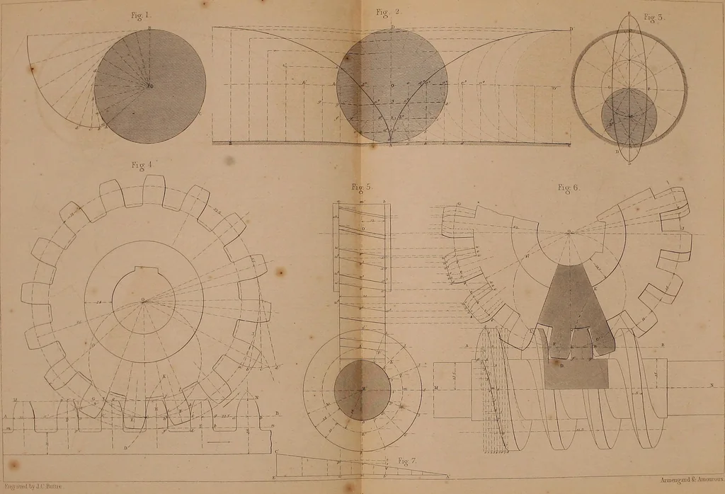 An illustration from The practical draughtsman's book of industrial design, and machinist's and engineer's drawing companion: forming a complete course of mechanical, engineering, and architectural drawing, 1866, leaf 307