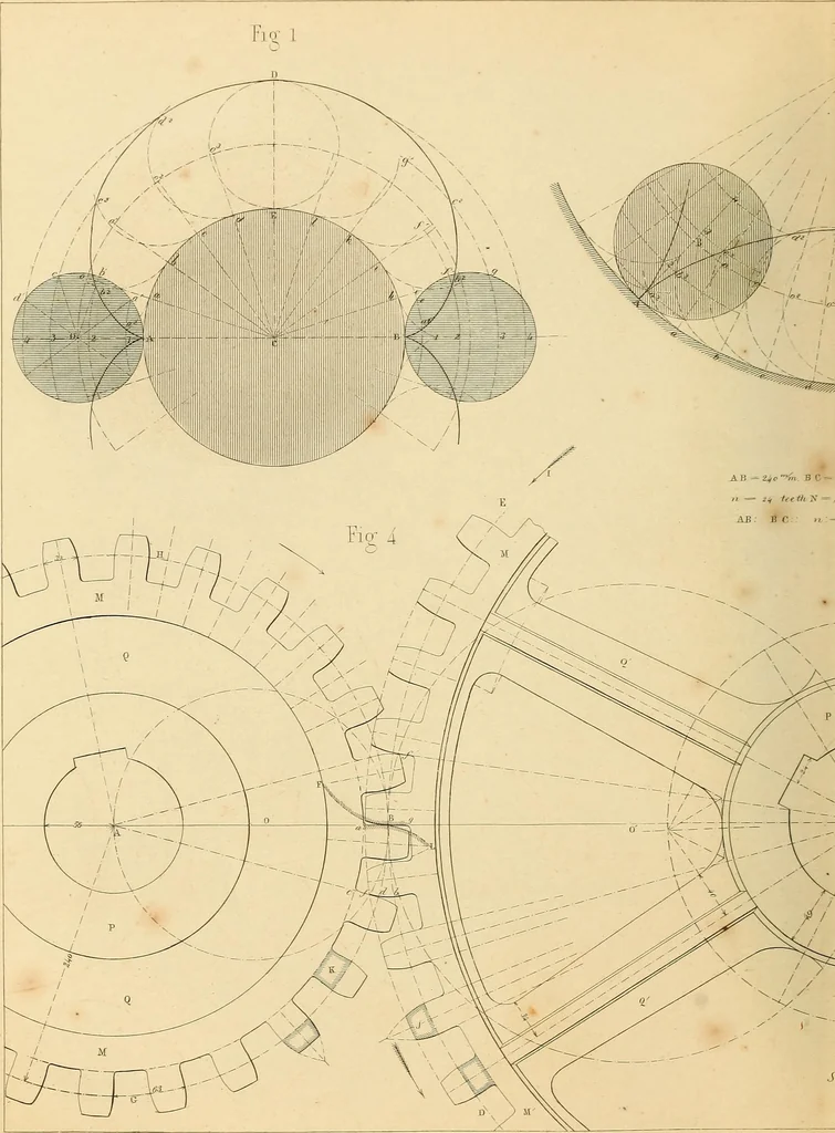 An illustration from The practical draughtsman's book of industrial design, and machinist's and engineer's drawing companion: forming a complete course of mechanical, engineering, and architectural drawing, 1866, leaf 311