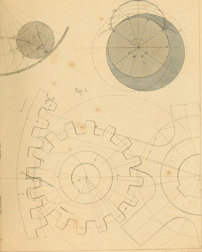 An illustration from The practical draughtsman's book of industrial design, and machinist's and engineer's drawing companion: forming a complete course of mechanical, engineering, and architectural drawing, 1866, leaf 312