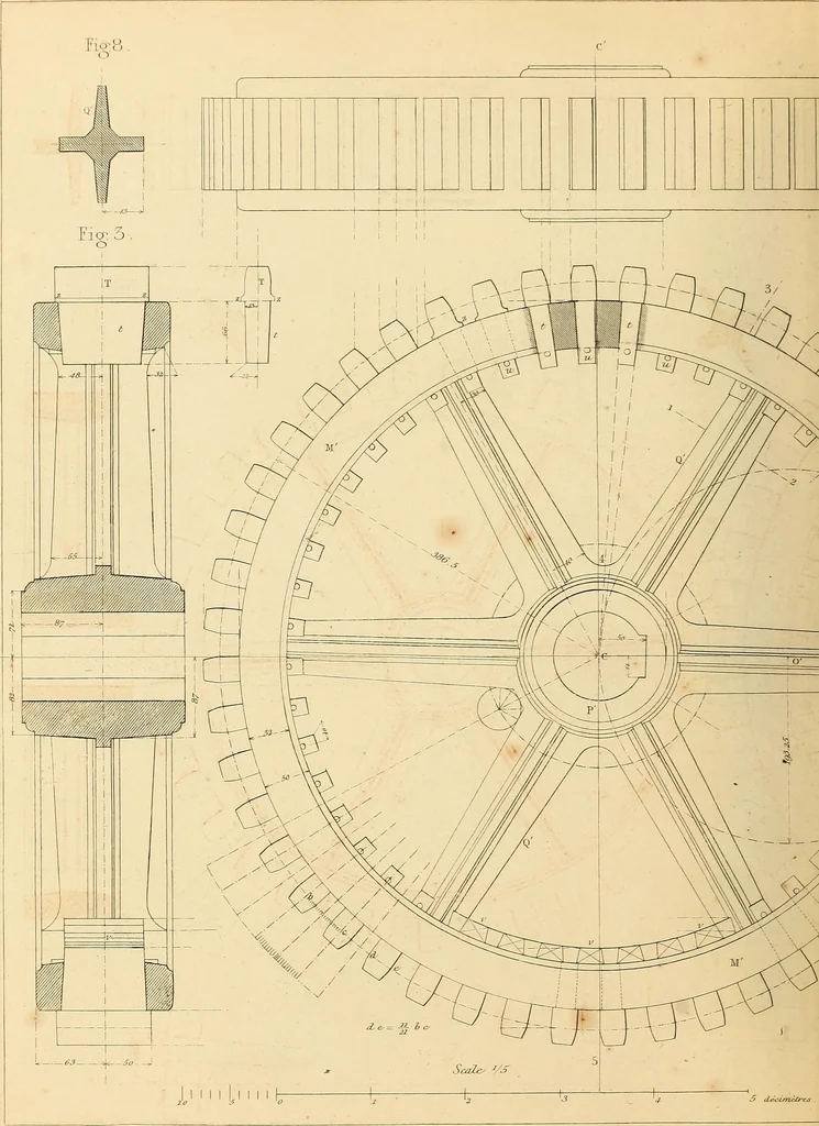 An illustration from The practical draughtsman's book of industrial design, and machinist's and engineer's drawing companion: forming a complete course of mechanical, engineering, and architectural drawing, 1866, leaf 317