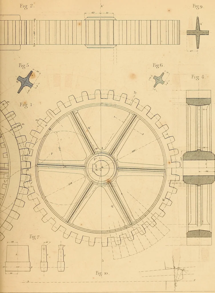 An illustration from The practical draughtsman's book of industrial design, and machinist's and engineer's drawing companion: forming a complete course of mechanical, engineering, and architectural drawing, 1866, leaf 318