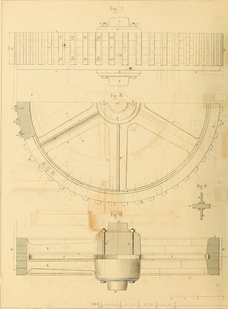 An illustration from The practical draughtsman's book of industrial design, and machinist's and engineer's drawing companion: forming a complete course of mechanical, engineering, and architectural drawing, 1866, leaf 323
