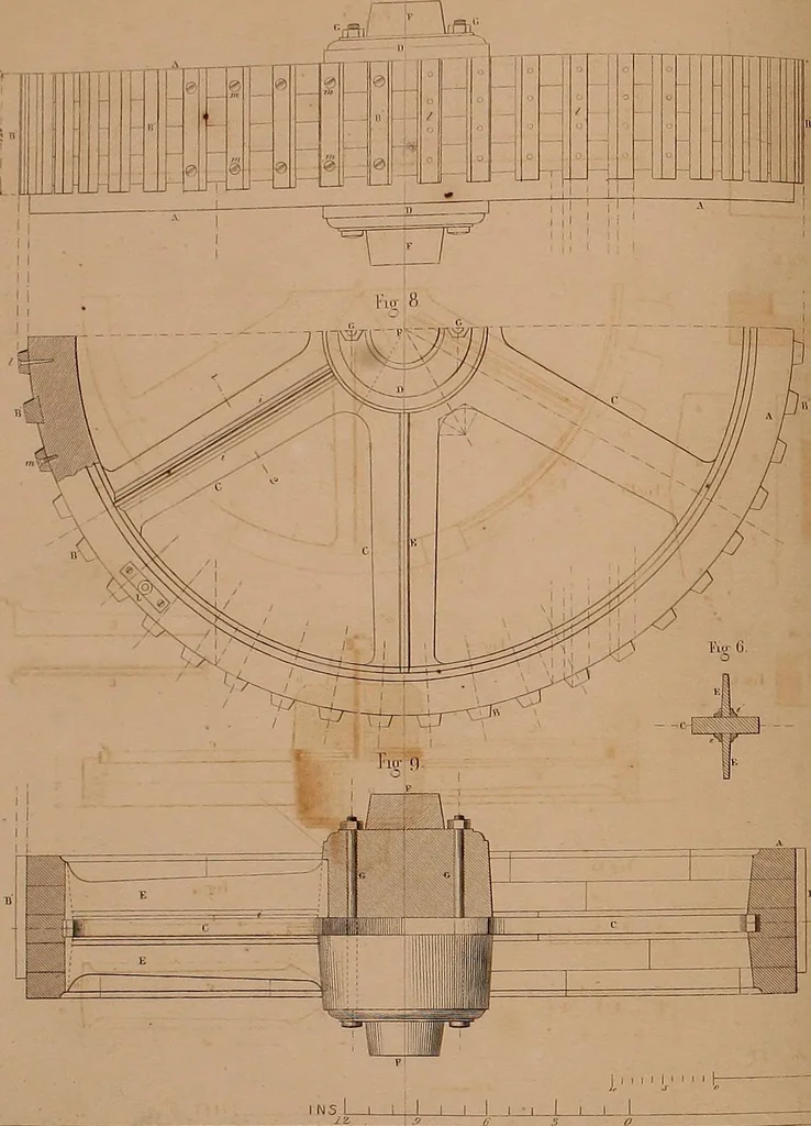 An illustration from The practical draughtsman's book of industrial design, and machinist's and engineer's drawing companion: forming a complete course of mechanical, engineering, and architectural drawing, 1866, leaf 325