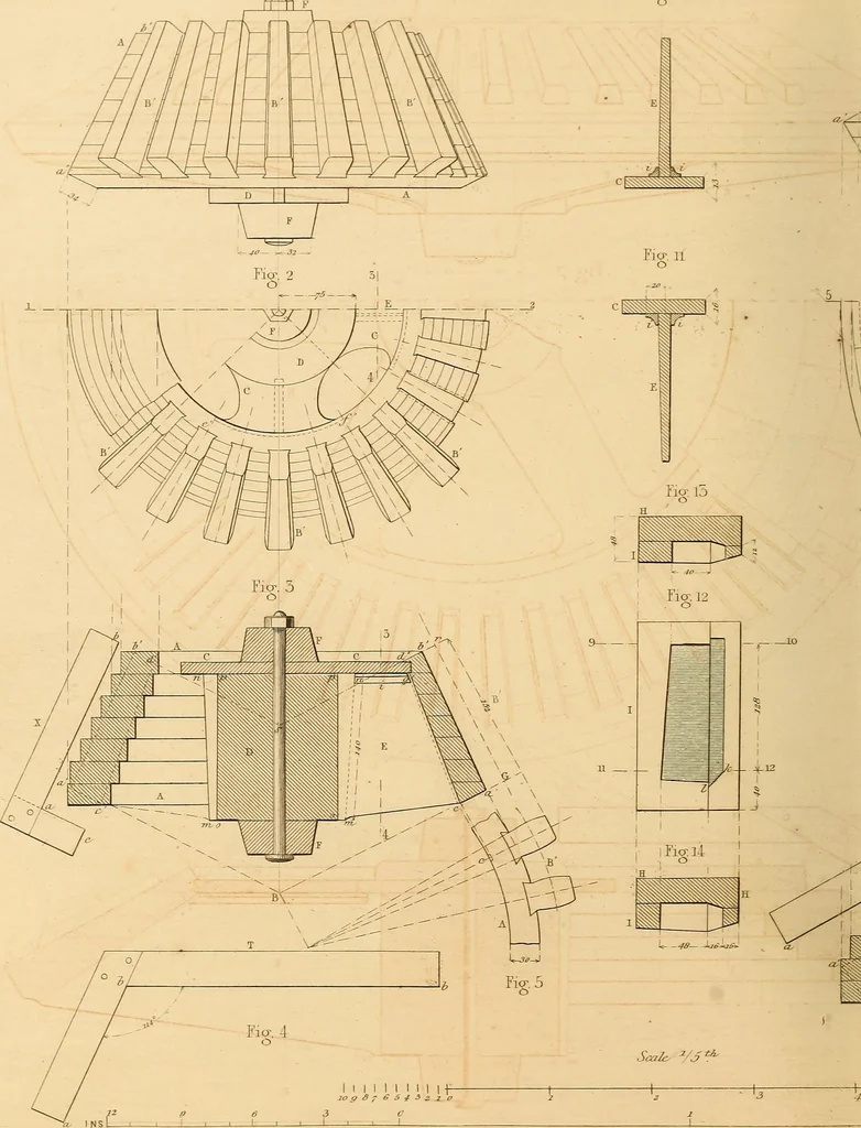An illustration from The practical draughtsman's book of industrial design, and machinist's and engineer's drawing companion: forming a complete course of mechanical, engineering, and architectural drawing, 1866, leaf 335