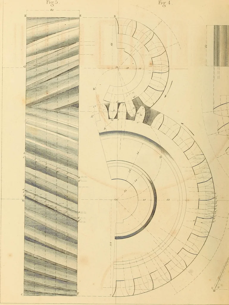 An illustration from The practical draughtsman's book of industrial design, and machinist's and engineer's drawing companion: forming a complete course of mechanical, engineering, and architectural drawing, 1866, leaf 341