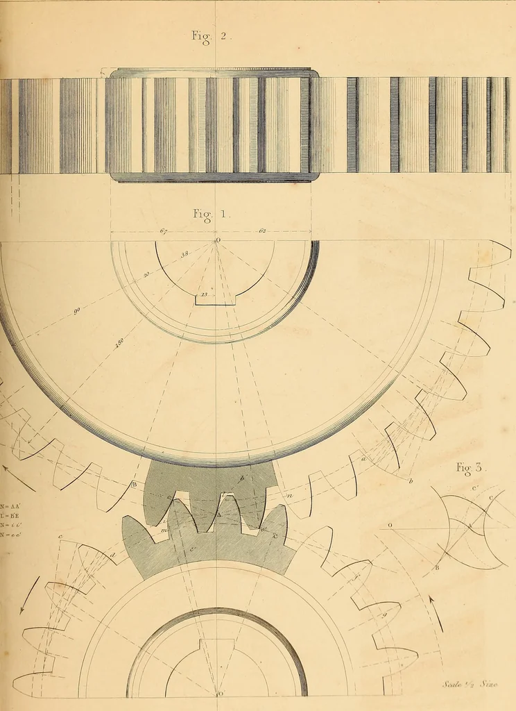 An illustration from The practical draughtsman's book of industrial design, and machinist's and engineer's drawing companion: forming a complete course of mechanical, engineering, and architectural drawing, 1866, leaf 342