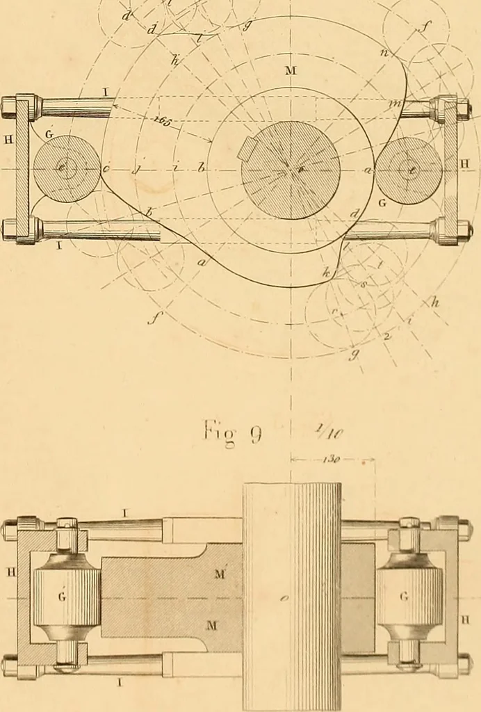 An illustration from The practical draughtsman's book of industrial design, and machinist's and engineer's drawing companion: forming a complete course of mechanical, engineering, and architectural drawing, 1866, leaf 348