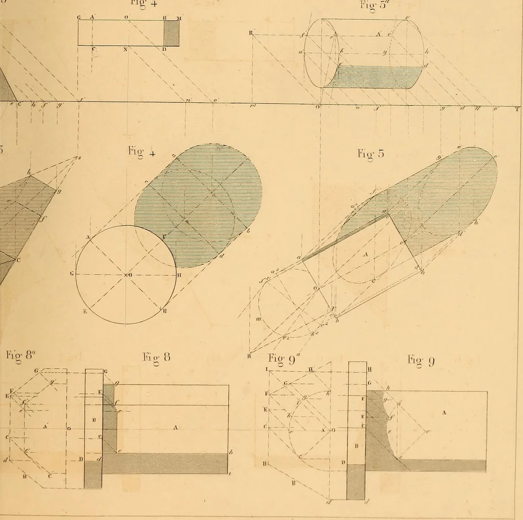 An illustration from The practical draughtsman's book of industrial design, and machinist's and engineer's drawing companion: forming a complete course of mechanical, engineering, and architectural drawing, 1866, leaf 354