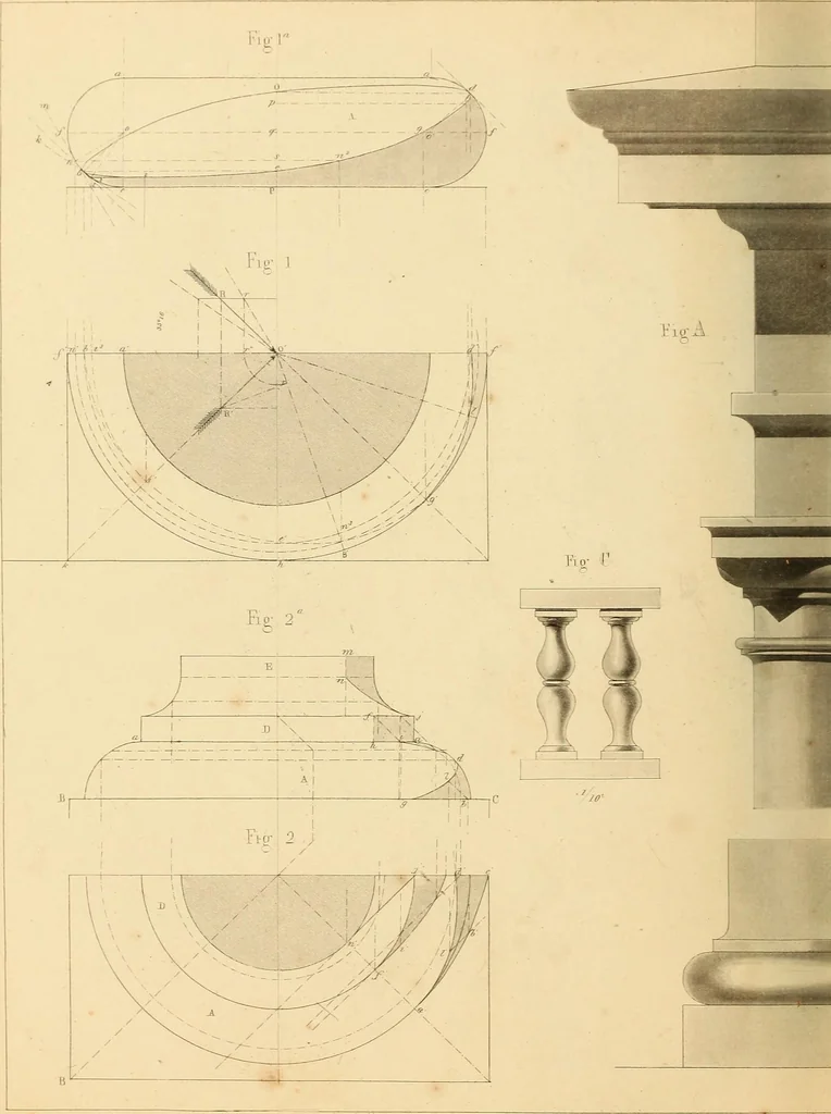 An illustration from The practical draughtsman's book of industrial design, and machinist's and engineer's drawing companion: forming a complete course of mechanical, engineering, and architectural drawing, 1866, leaf 371