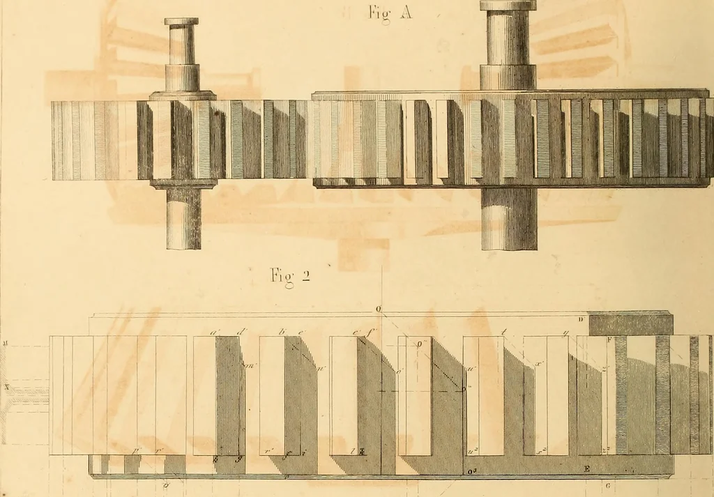 An illustration from The practical draughtsman's book of industrial design, and machinist's and engineer's drawing companion: forming a complete course of mechanical, engineering, and architectural drawing, 1866, leaf 377