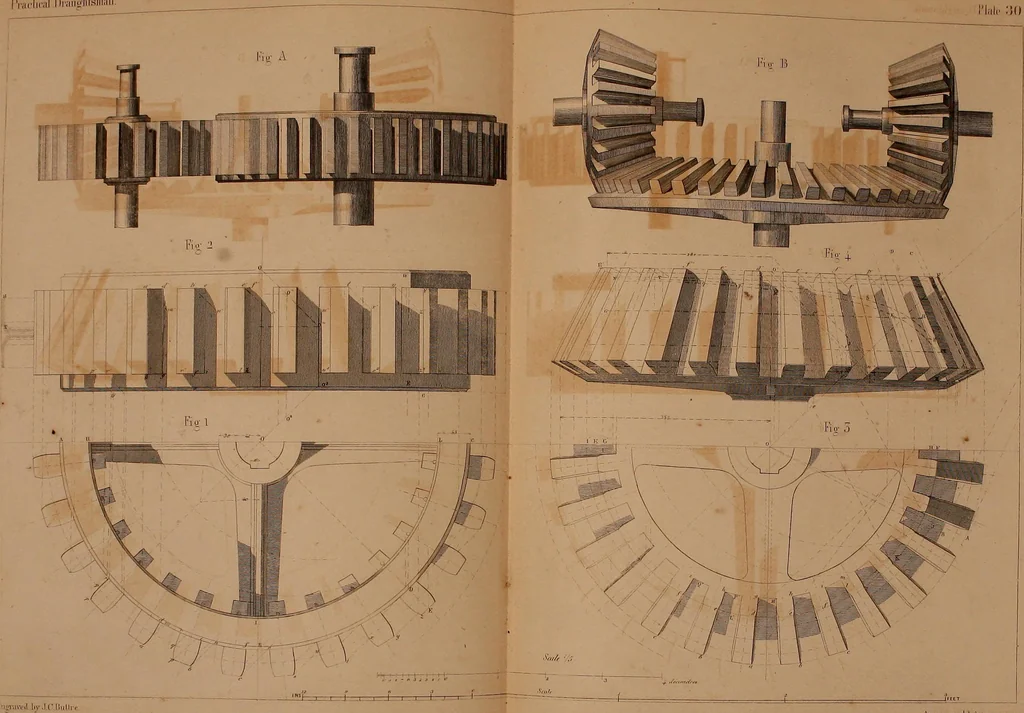 An illustration from The practical draughtsman's book of industrial design, and machinist's and engineer's drawing companion: forming a complete course of mechanical, engineering, and architectural drawing, 1866, leaf 379
