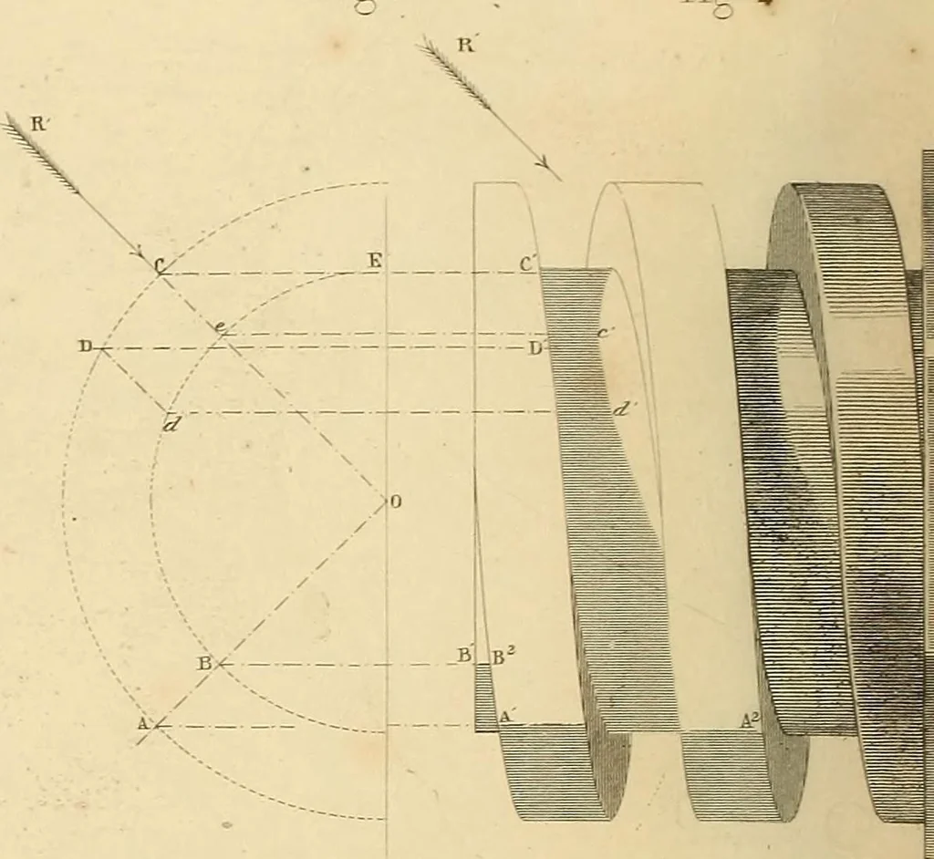An illustration from The practical draughtsman's book of industrial design, and machinist's and engineer's drawing companion: forming a complete course of mechanical, engineering, and architectural drawing, 1866, leaf 383