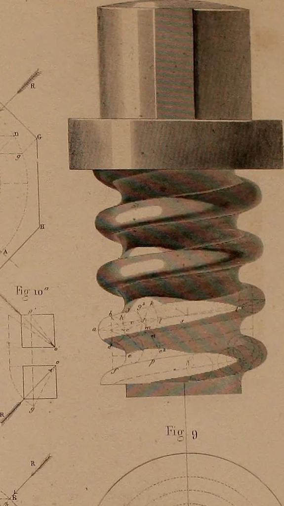 An illustration from The practical draughtsman's book of industrial design, and machinist's and engineer's drawing companion: forming a complete course of mechanical, engineering, and architectural drawing, 1866, leaf 385
