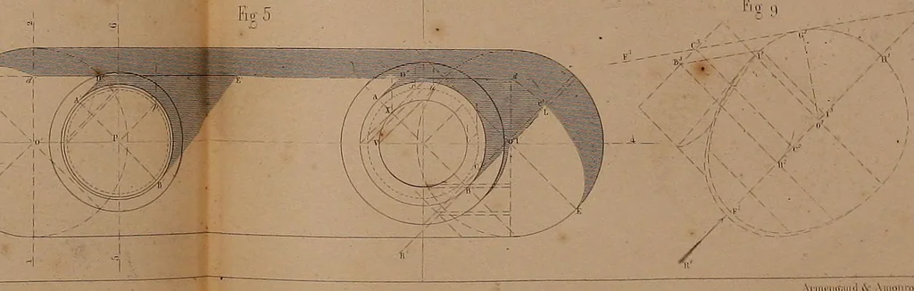 An illustration from The practical draughtsman's book of industrial design, and machinist's and engineer's drawing companion: forming a complete course of mechanical, engineering, and architectural drawing, 1866, leaf 391
