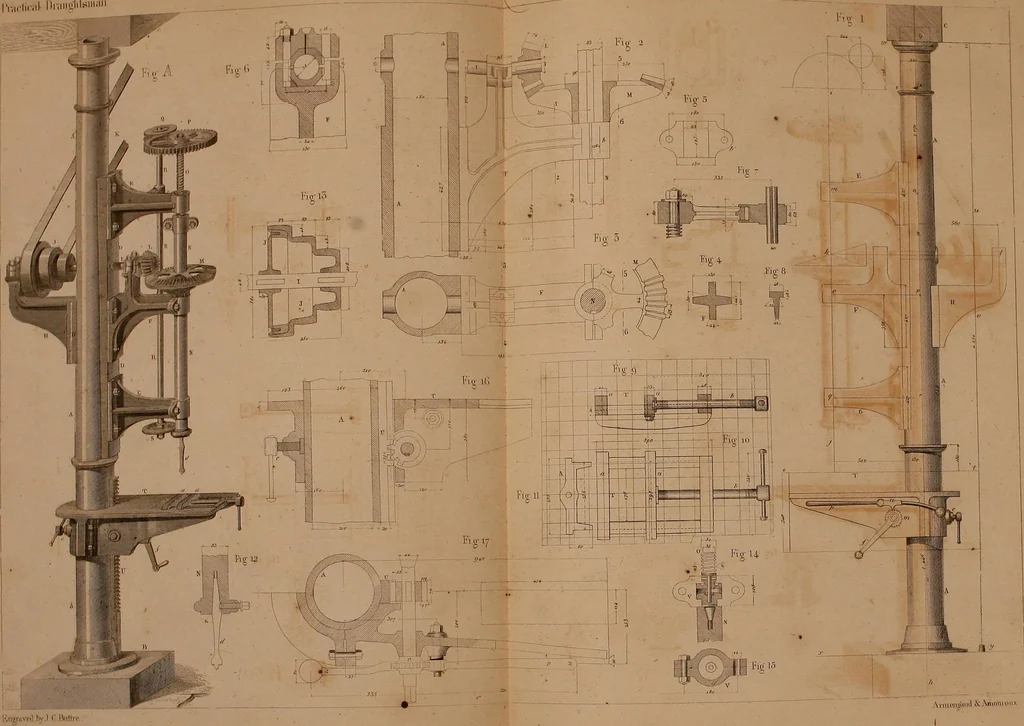 An illustration from The practical draughtsman's book of industrial design, and machinist's and engineer's drawing companion: forming a complete course of mechanical, engineering, and architectural drawing, 1866, leaf 409