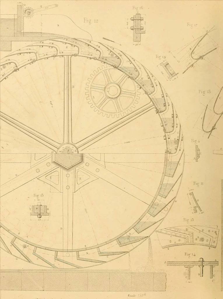 An illustration from The practical draughtsman's book of industrial design, and machinist's and engineer's drawing companion: forming a complete course of mechanical, engineering, and architectural drawing, 1866, leaf 413