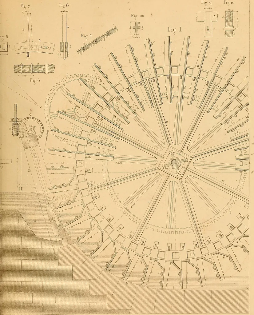 An illustration from The practical draughtsman's book of industrial design, and machinist's and engineer's drawing companion: forming a complete course of mechanical, engineering, and architectural drawing, 1866, leaf 414