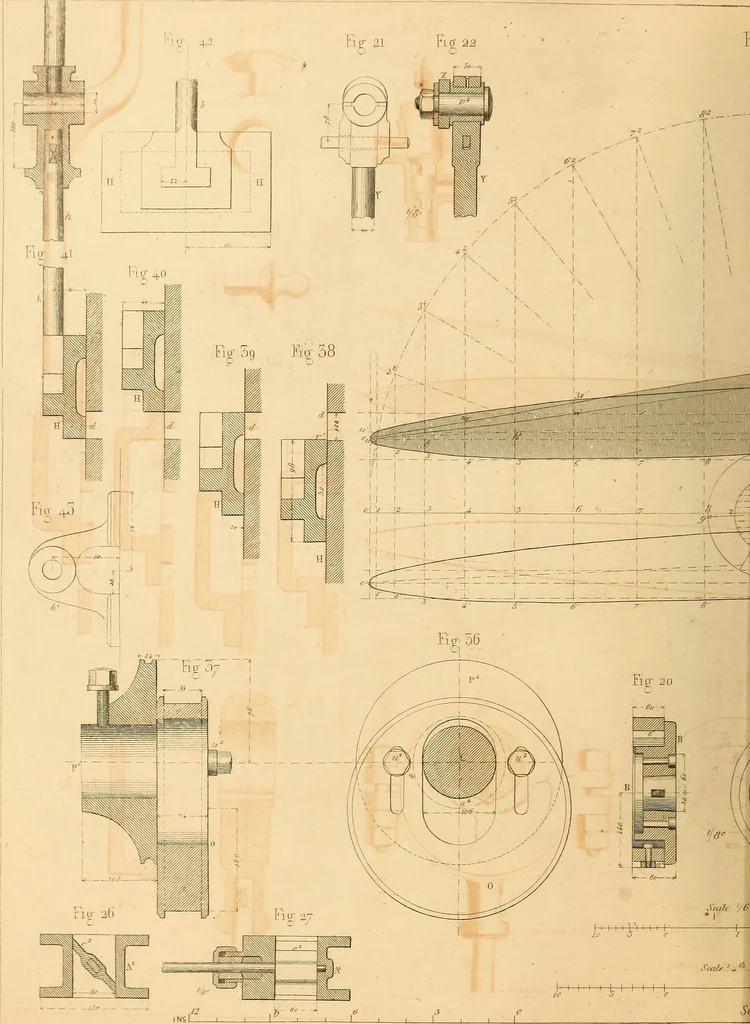 An illustration from The practical draughtsman's book of industrial design, and machinist's and engineer's drawing companion: forming a complete course of mechanical, engineering, and architectural drawing, 1866, leaf 437