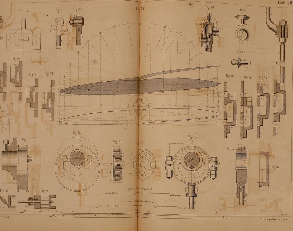 An illustration from The practical draughtsman's book of industrial design, and machinist's and engineer's drawing companion: forming a complete course of mechanical, engineering, and architectural drawing, 1866, leaf 439