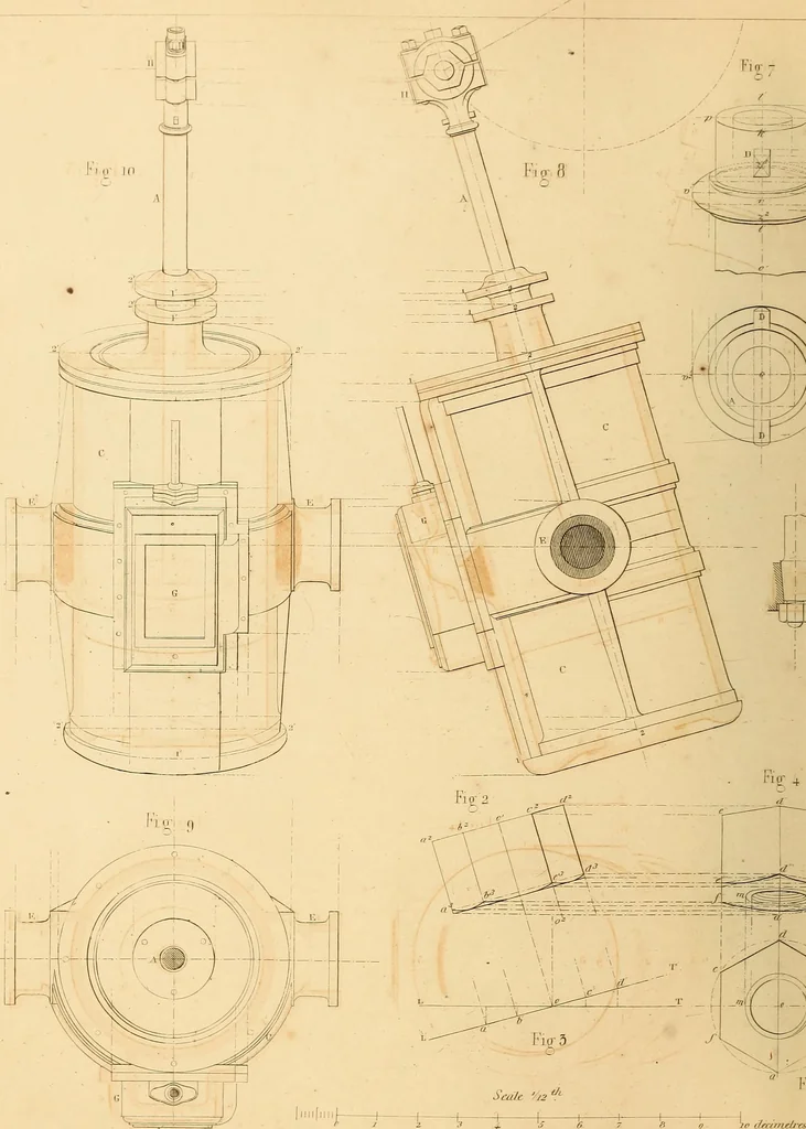 An illustration from The practical draughtsman's book of industrial design, and machinist's and engineer's drawing companion: forming a complete course of mechanical, engineering, and architectural drawing, 1866, leaf 443