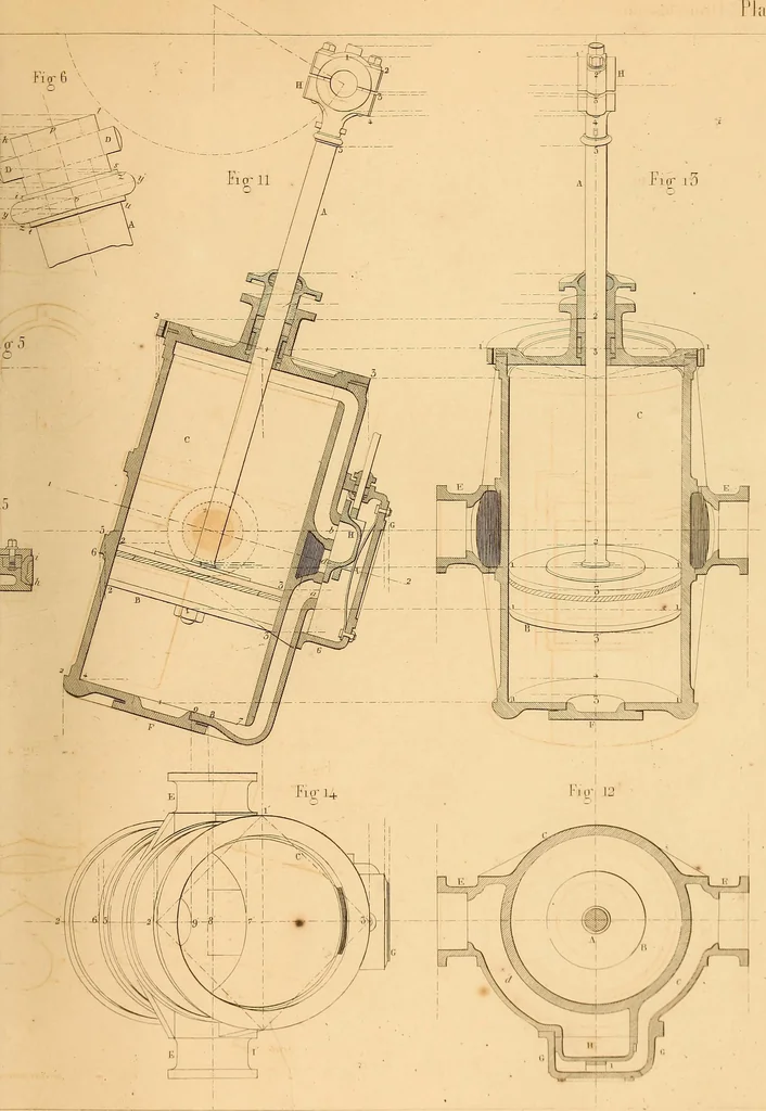 An illustration from The practical draughtsman's book of industrial design, and machinist's and engineer's drawing companion: forming a complete course of mechanical, engineering, and architectural drawing, 1866, leaf 444