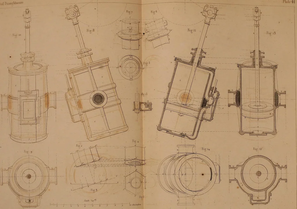 An illustration from The practical draughtsman's book of industrial design, and machinist's and engineer's drawing companion: forming a complete course of mechanical, engineering, and architectural drawing, 1866, leaf 445
