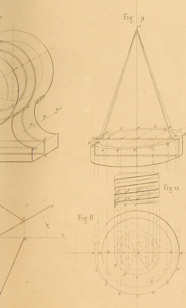 An illustration from The practical draughtsman's book of industrial design, and machinist's and engineer's drawing companion: forming a complete course of mechanical, engineering, and architectural drawing, 1866, leaf 450