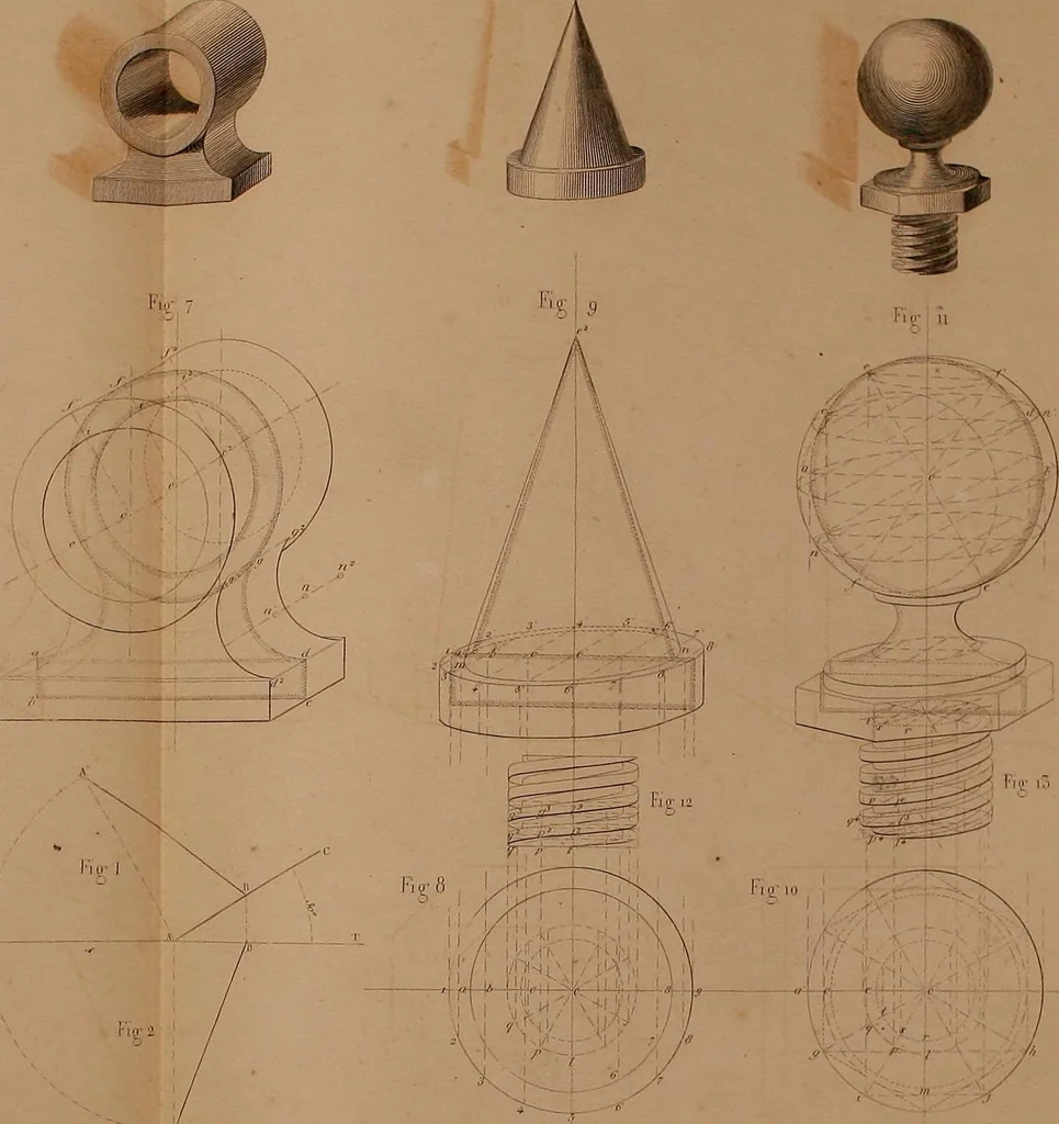 An illustration from The practical draughtsman's book of industrial design, and machinist's and engineer's drawing companion: forming a complete course of mechanical, engineering, and architectural drawing, 1866, leaf 451
