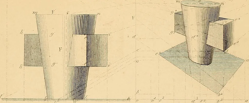 An illustration from The practical draughtsman's book of industrial design, and machinist's and engineer's drawing companion: forming a complete course of mechanical, engineering, and architectural drawing, 1866, leaf 456