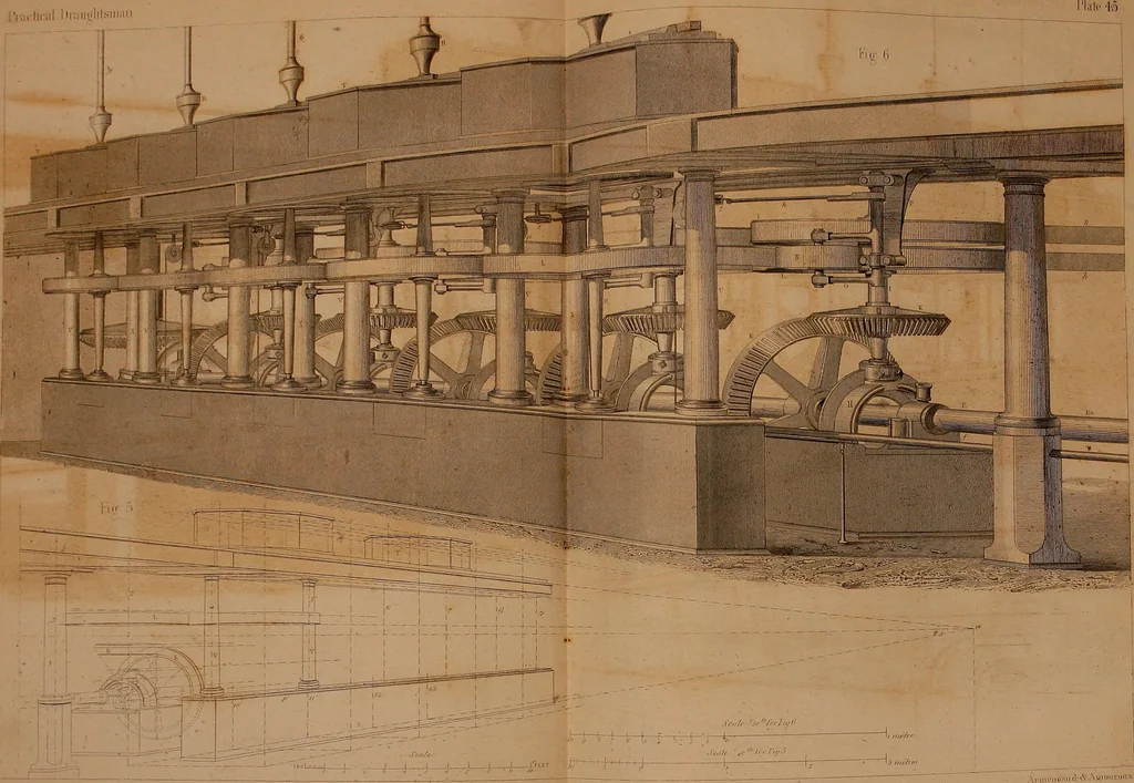 An illustration from The practical draughtsman's book of industrial design, and machinist's and engineer's drawing companion: forming a complete course of mechanical, engineering, and architectural drawing, 1866, leaf 469