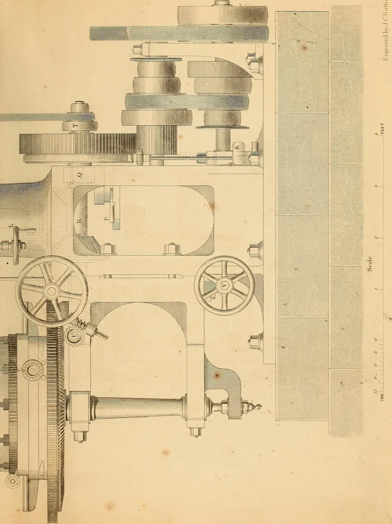 An illustration from The practical draughtsman's book of industrial design, and machinist's and engineer's drawing companion: forming a complete course of mechanical, engineering, and architectural drawing, 1866, leaf 476