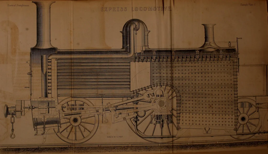 An illustration from The practical draughtsman's book of industrial design, and machinist's and engineer's drawing companion: forming a complete course of mechanical, engineering, and architectural drawing, 1866, leaf 482