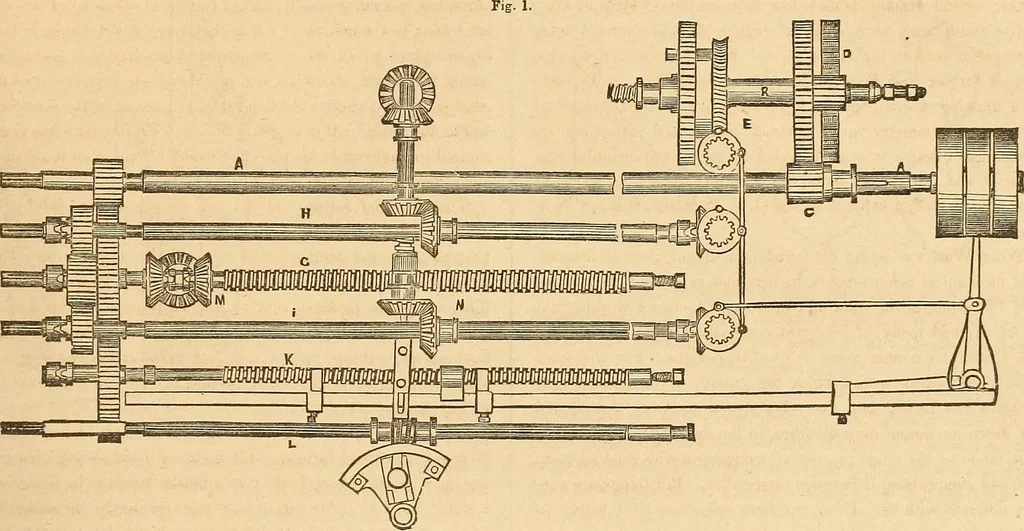 An illustration from The practical draughtsman's book of industrial design and machinist's and engineer's drawing companion : forming a complete course of mechanical, engineering, and architectural drawing, 1863, leaf 184