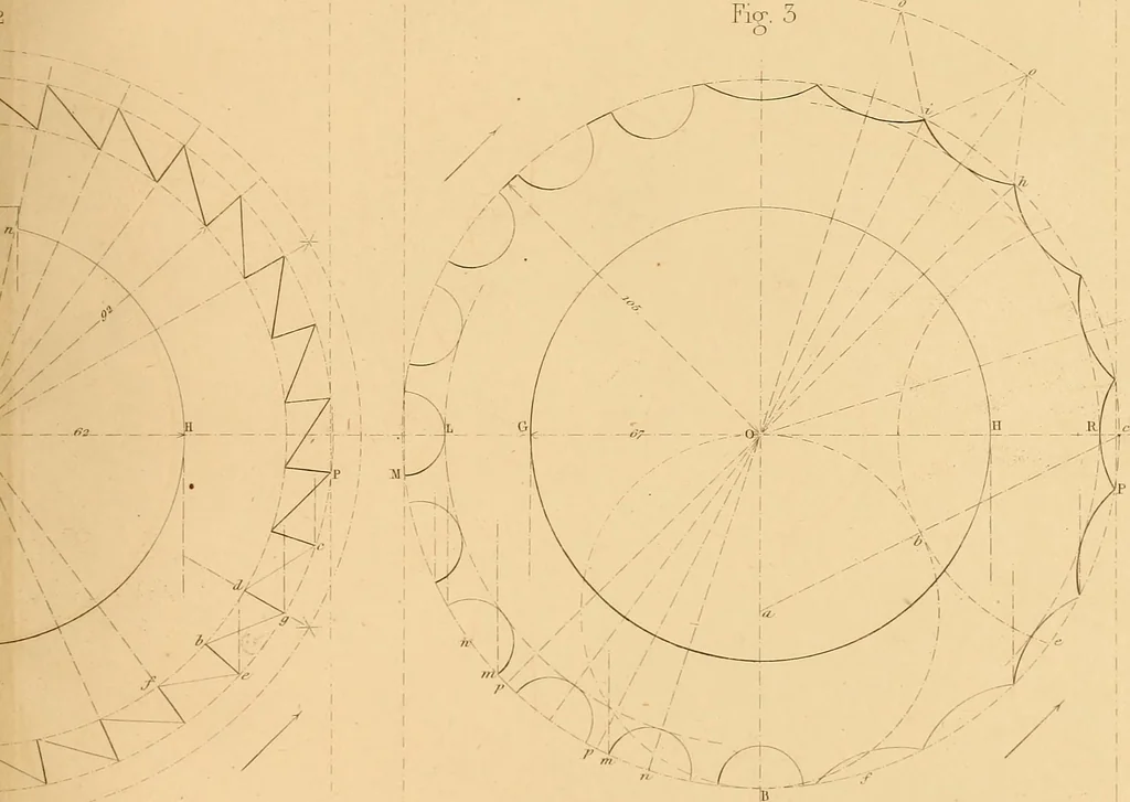 An illustration from The practical draughtsman's book of industrial design and machinist's and engineer's drawing companion : forming a complete course of mechanical, engineering, and architectural drawing, 1863, leaf 236