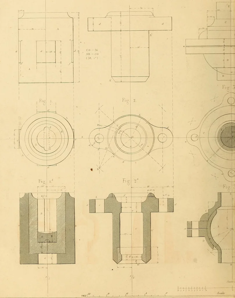 An illustration from The practical draughtsman's book of industrial design and machinist's and engineer's drawing companion : forming a complete course of mechanical, engineering, and architectural drawing, 1863, leaf 247