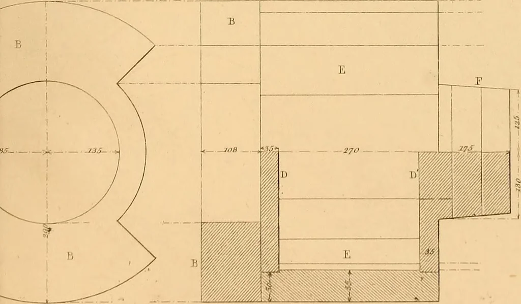 An illustration from The practical draughtsman's book of industrial design and machinist's and engineer's drawing companion : forming a complete course of mechanical, engineering, and architectural drawing, 1863, leaf 252