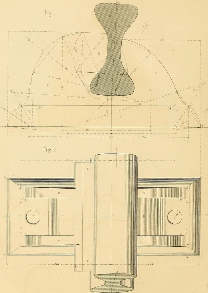 An illustration from The practical draughtsman's book of industrial design and machinist's and engineer's drawing companion : forming a complete course of mechanical, engineering, and architectural drawing, 1863, leaf 255