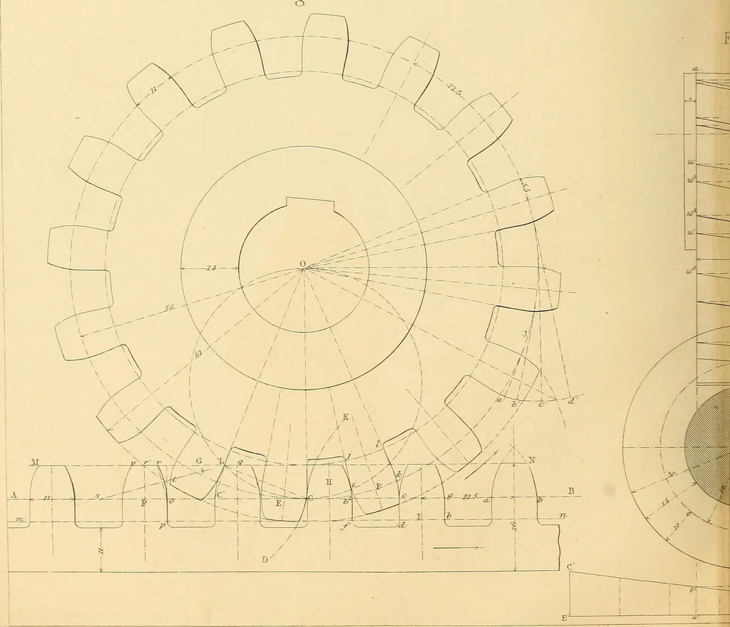 An illustration from The practical draughtsman's book of industrial design and machinist's and engineer's drawing companion : forming a complete course of mechanical, engineering, and architectural drawing, 1863, leaf 275