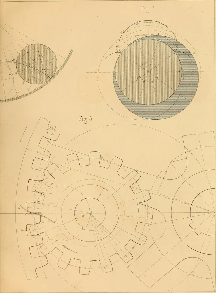 An illustration from The practical draughtsman's book of industrial design and machinist's and engineer's drawing companion : forming a complete course of mechanical, engineering, and architectural drawing, 1863, leaf 280
