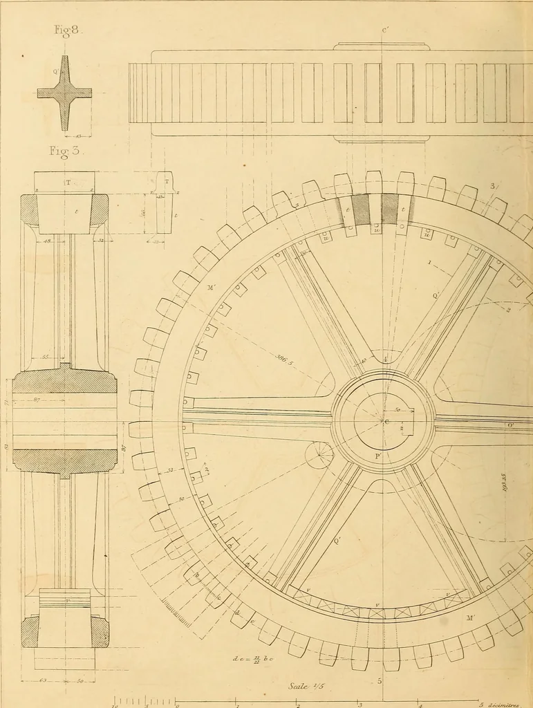 An illustration from The practical draughtsman's book of industrial design and machinist's and engineer's drawing companion : forming a complete course of mechanical, engineering, and architectural drawing, 1863, leaf 283