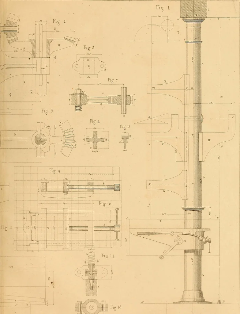An illustration from The practical draughtsman's book of industrial design and machinist's and engineer's drawing companion : forming a complete course of mechanical, engineering, and architectural drawing, 1863, leaf 340