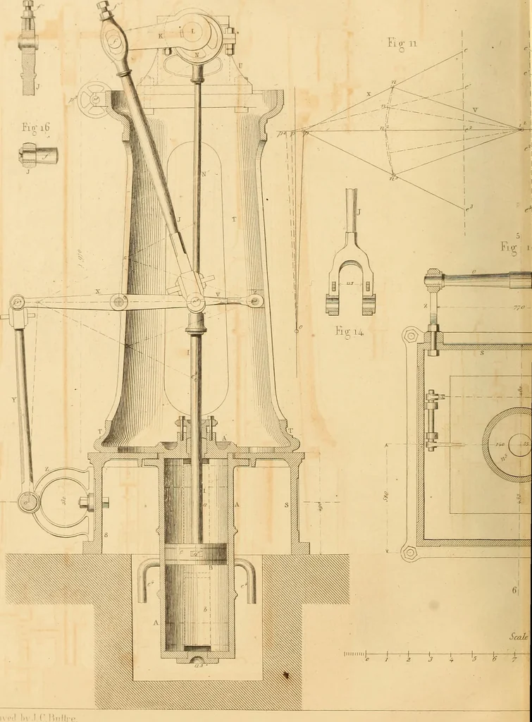An illustration from The practical draughtsman's book of industrial design and machinist's and engineer's drawing companion : forming a complete course of mechanical, engineering, and architectural drawing, 1863, leaf 355