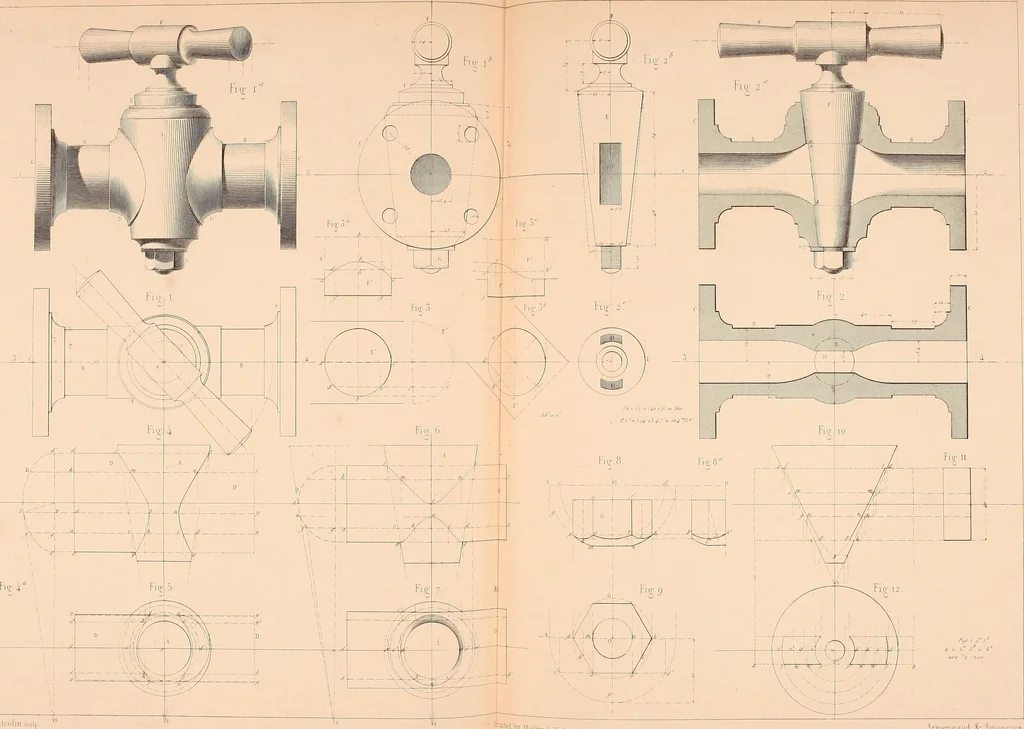 An illustration from The practical draughtsman's book of industrial design, and machinist's and engineer's drawing companion: forming a complete course of mechanical, engineering, and architectural drawing, 1854, leaf 106