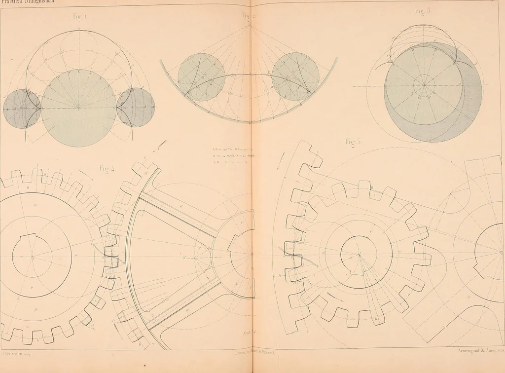 An illustration from The practical draughtsman's book of industrial design, and machinist's and engineer's drawing companion: forming a complete course of mechanical, engineering, and architectural drawing, 1854, leaf 110