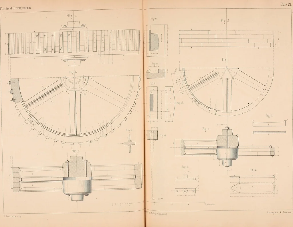 An illustration from The practical draughtsman's book of industrial design, and machinist's and engineer's drawing companion: forming a complete course of mechanical, engineering, and architectural drawing, 1854, leaf 130
