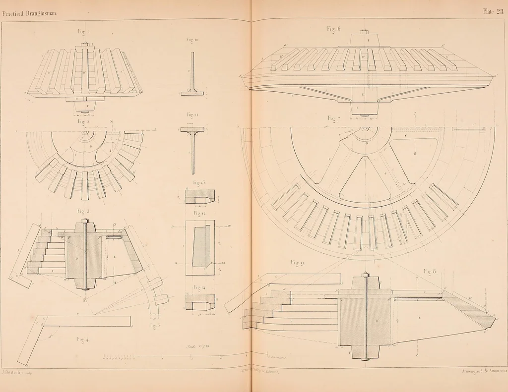 An illustration from The practical draughtsman's book of industrial design, and machinist's and engineer's drawing companion: forming a complete course of mechanical, engineering, and architectural drawing, 1854, leaf 134