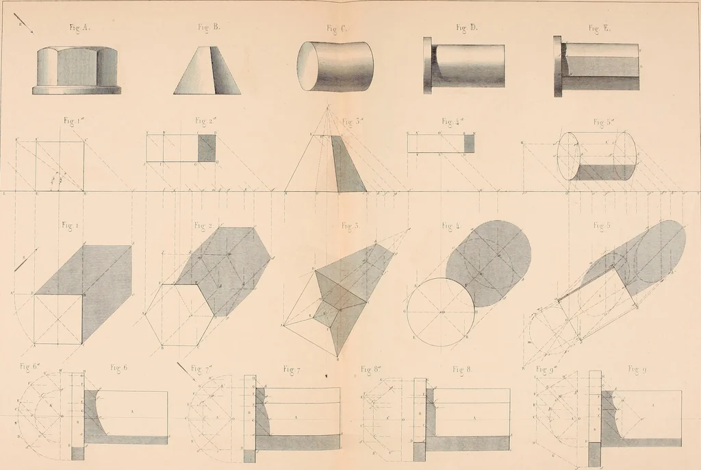 An illustration from The practical draughtsman's book of industrial design, and machinist's and engineer's drawing companion: forming a complete course of mechanical, engineering, and architectural drawing, 1854, leaf 156